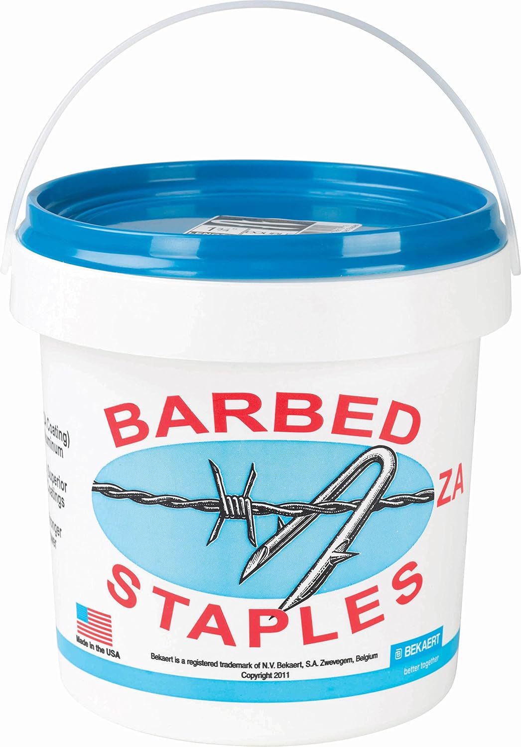 Bekaert Barbed Fence Staple Bezinal Coated Pail 8 lb pail